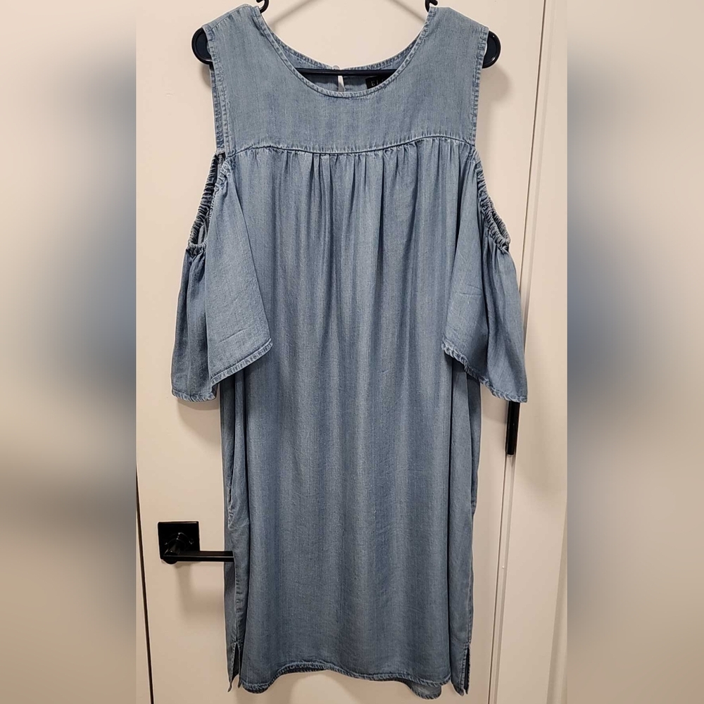 Eloquii Denim Blue Cold Shoulder Dress